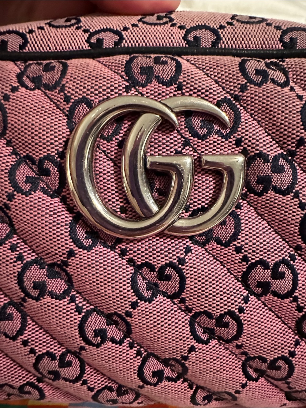 Gucci Pink GG Quilted Canvas Crossbody Bag with Silver Double G - Picture 2 of 14